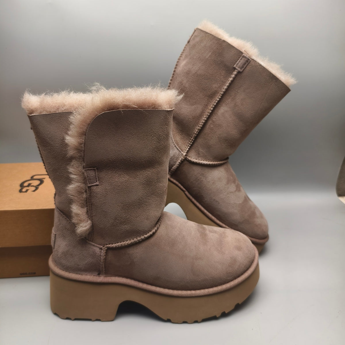 Women's Platform Wedge Mid-Calf Boots - Walnut, Model 1533