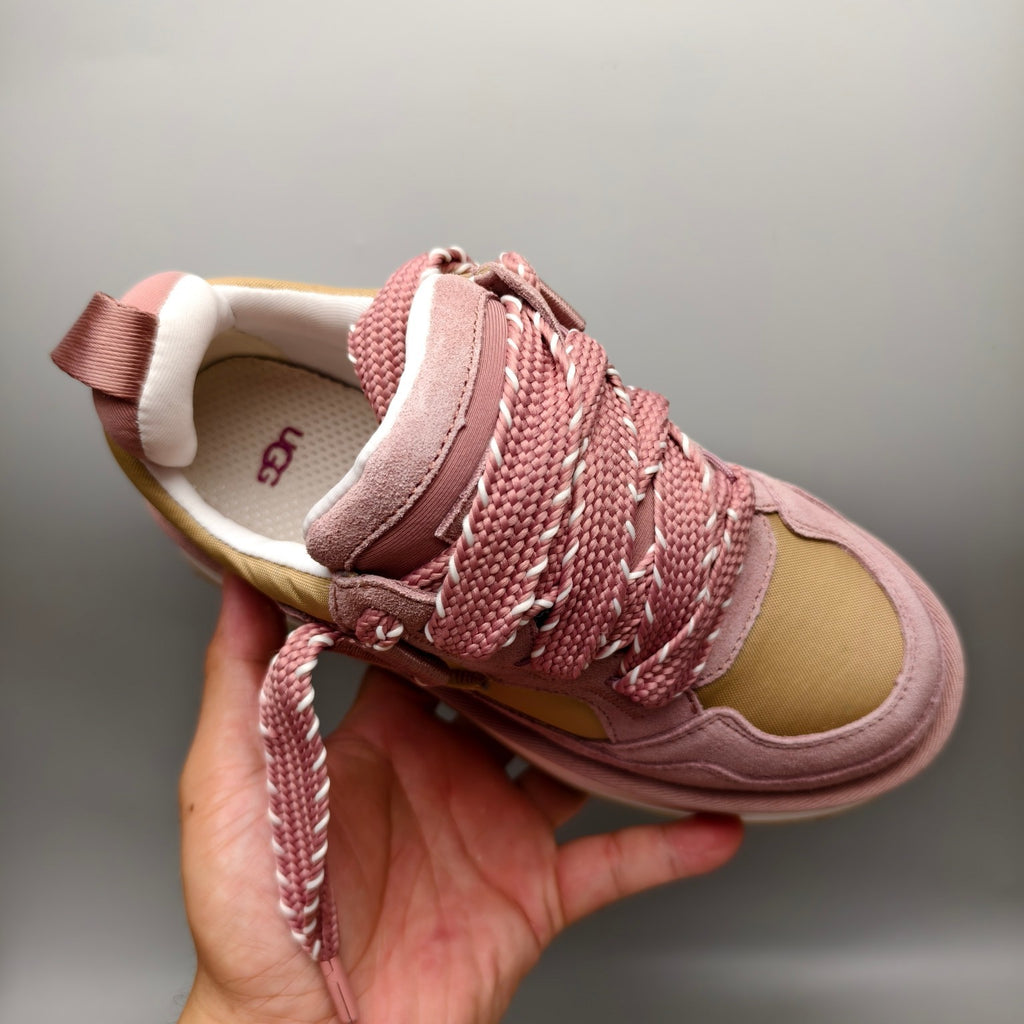 Chunky Platform Dad Sneakers - Pink, Lace-Up Style 1541