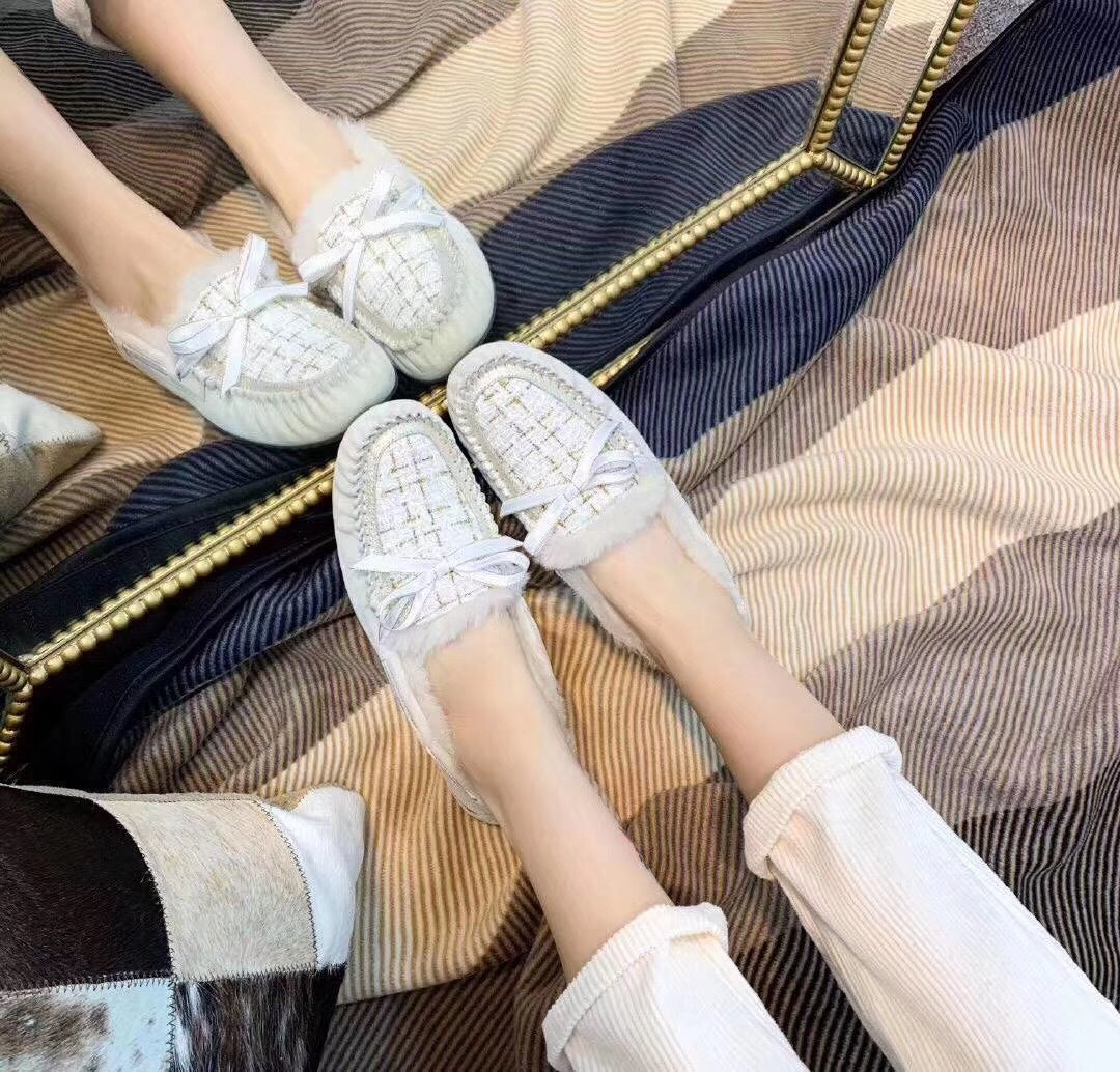 Chic Moccasin-Style Loafers - Pearl White, Model 5623