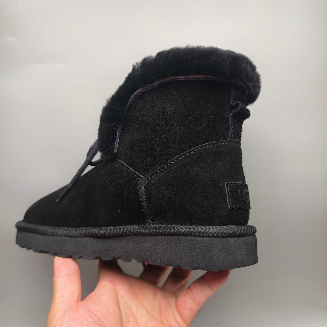 Lace-Up Mid-Calf Casual Boots - Black, Model 4576