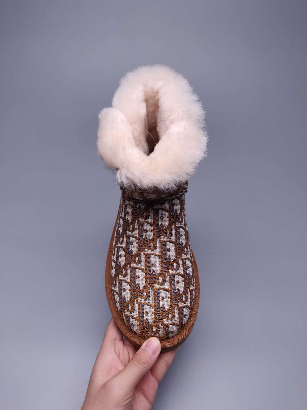 Fabric-Texture Shoes - Chestnut, Model 6554