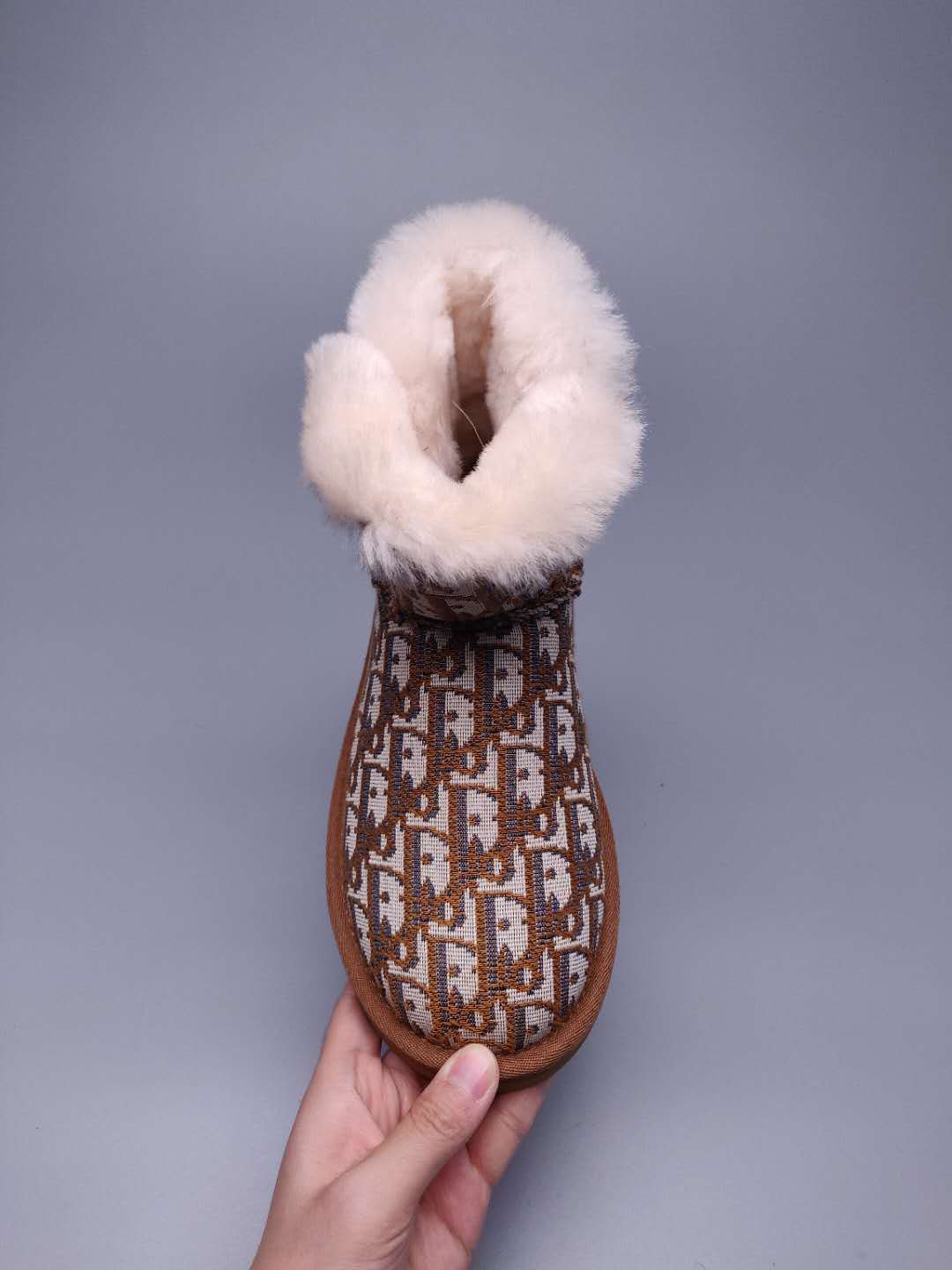 Fabric-Texture Shoes - Chestnut, Model 6554