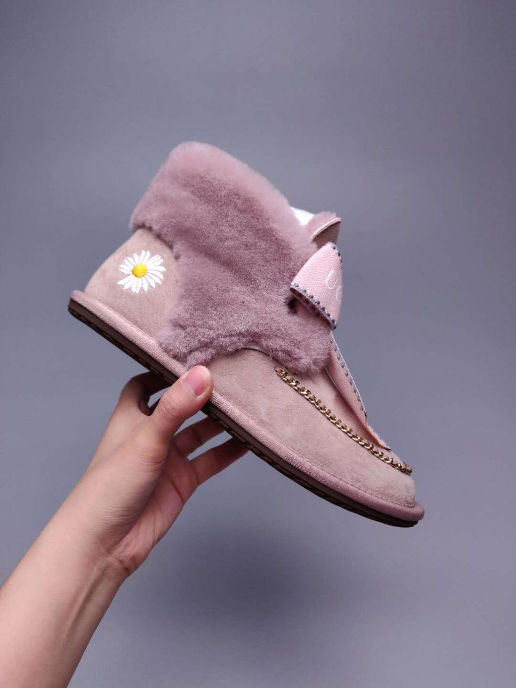 Daisy Chain and Ribbon Detail Shoes - Dusk Pink, Model 7888