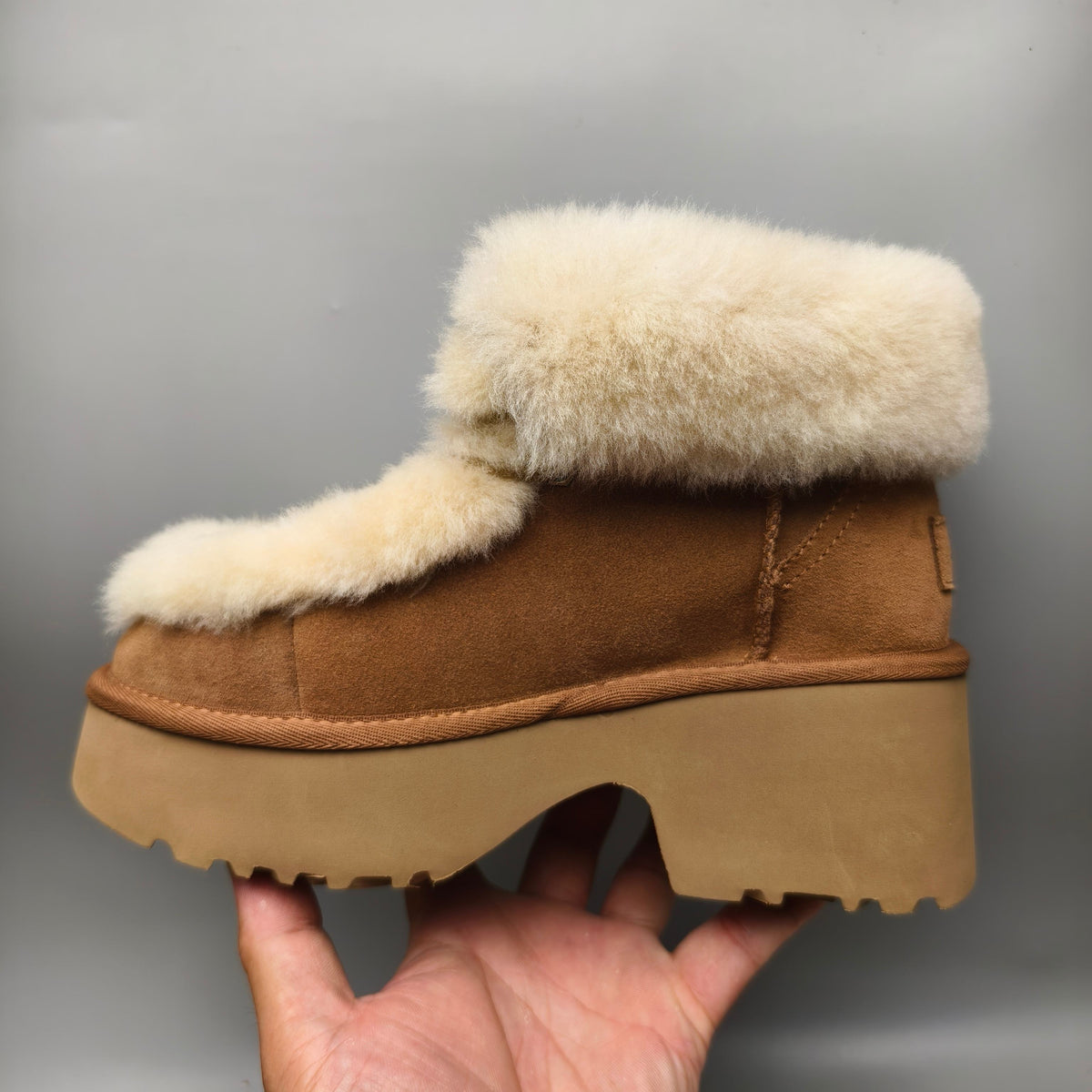 Lace-Up Wedge Ankle Boots - Chestnut, Esme 1532