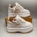 Chunky Platform Dad Sneakers - White, Lace-Up Style 1541