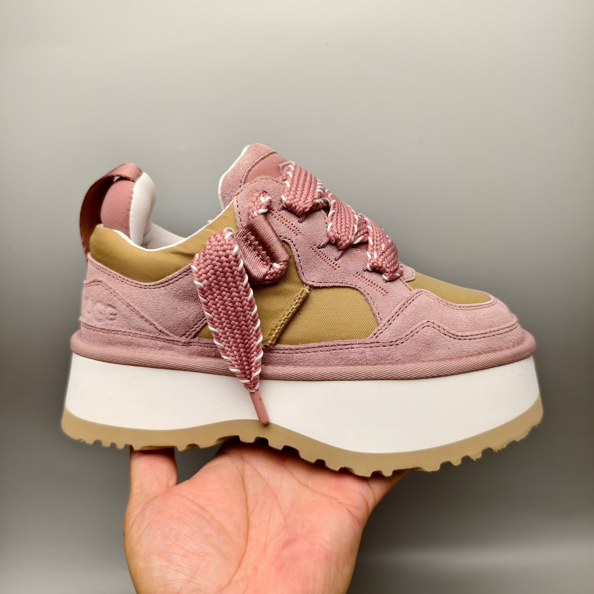 Chunky Platform Dad Sneakers - Pink, Lace-Up Style 1541