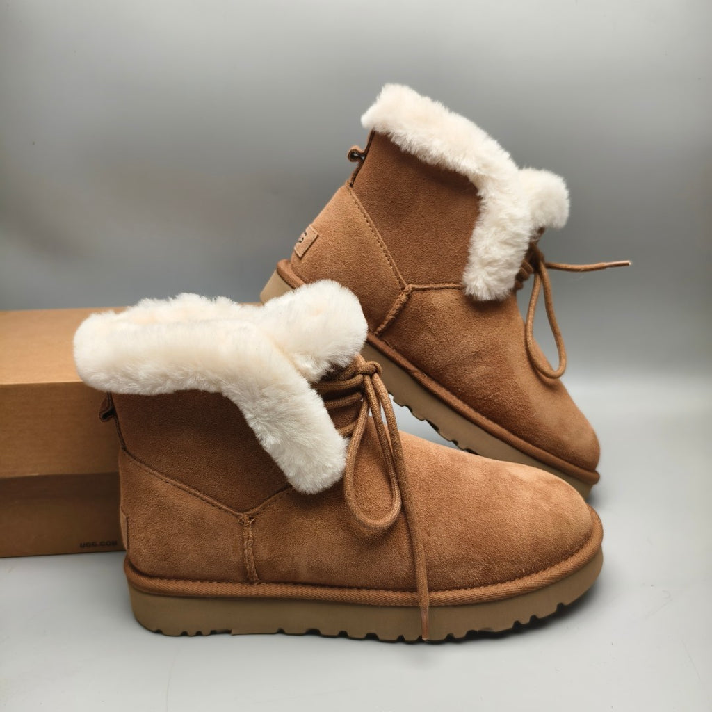 Lace-Up Mid-Calf Casual Boots - Chestnut, Model 4576