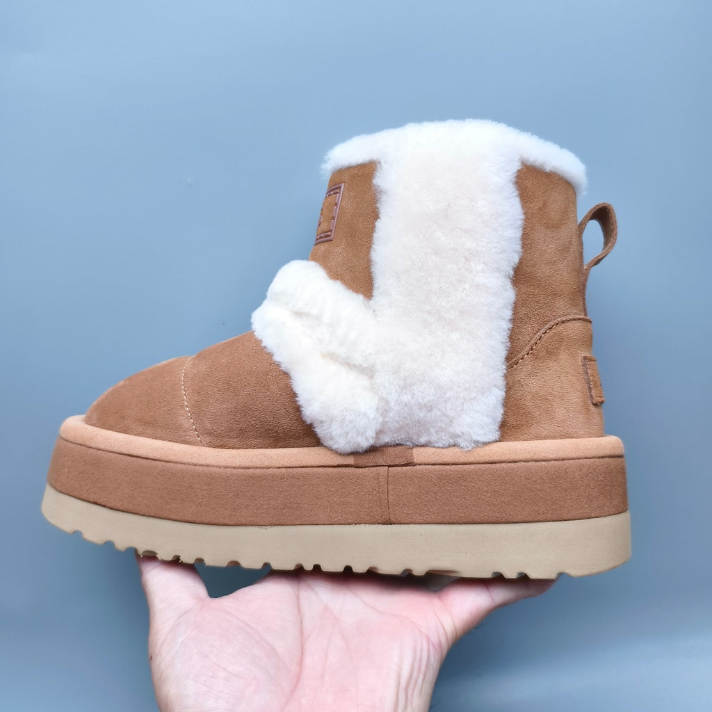 Chunky Platform Mid-Top Casual Shoes - Chestnut, Model 3316