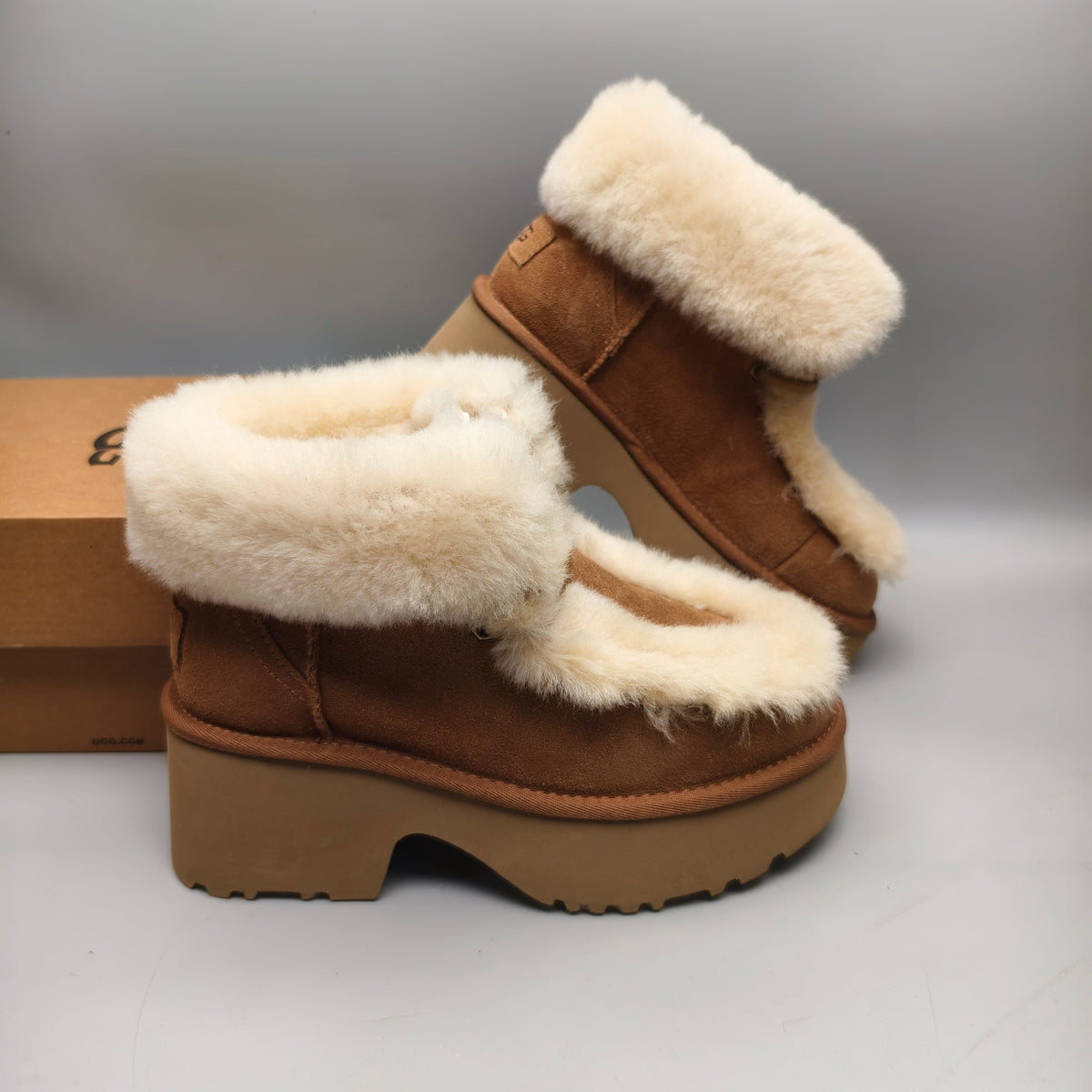 Lace-Up Wedge Ankle Boots - Chestnut, Esme 1532