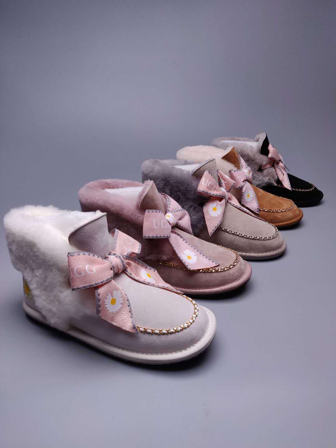 Daisy Chain and Ribbon Detail Shoes - Dusk Pink, Model 7888