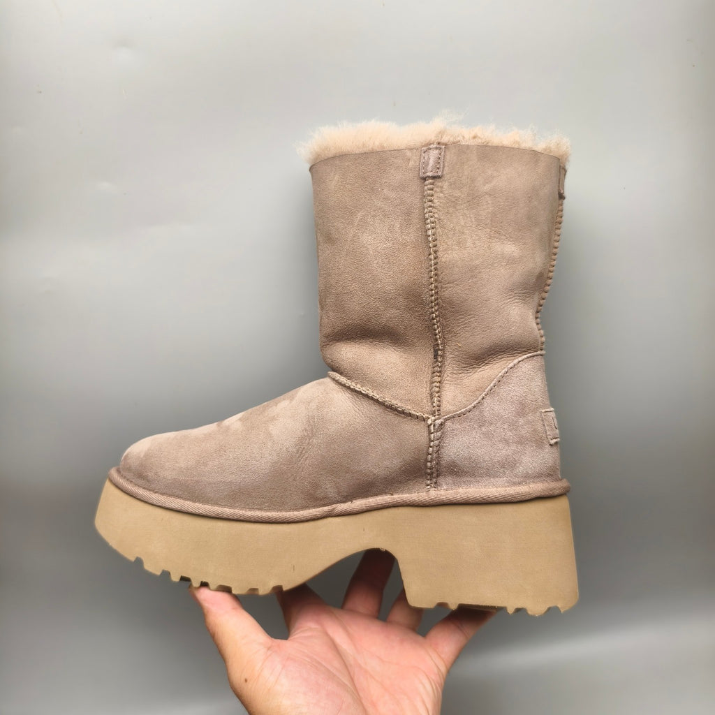 Women's Platform Wedge Mid-Calf Boots - Walnut, Model 1533