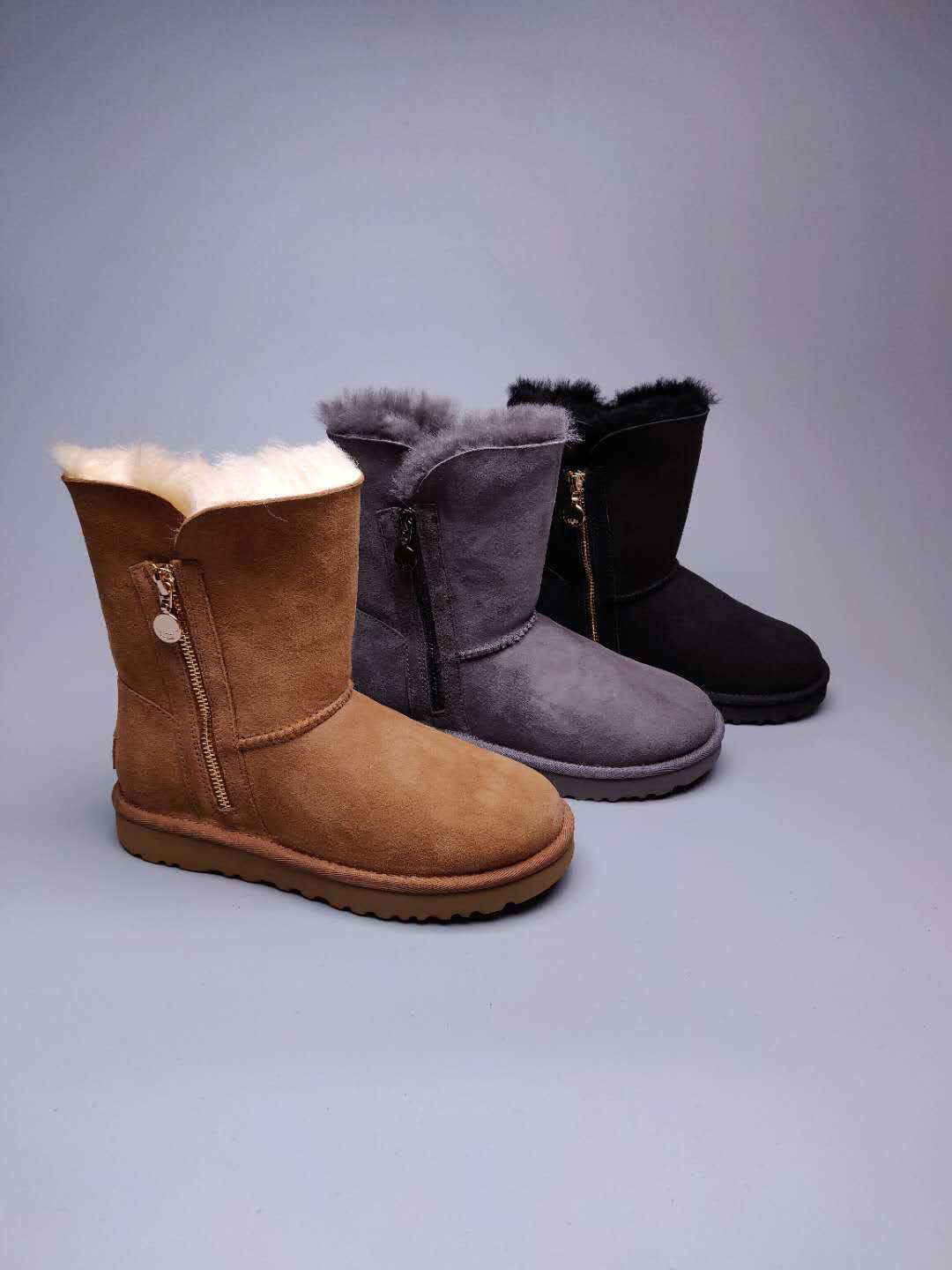 Side-Zip Mid-Calf Boots - Black, Model 2480