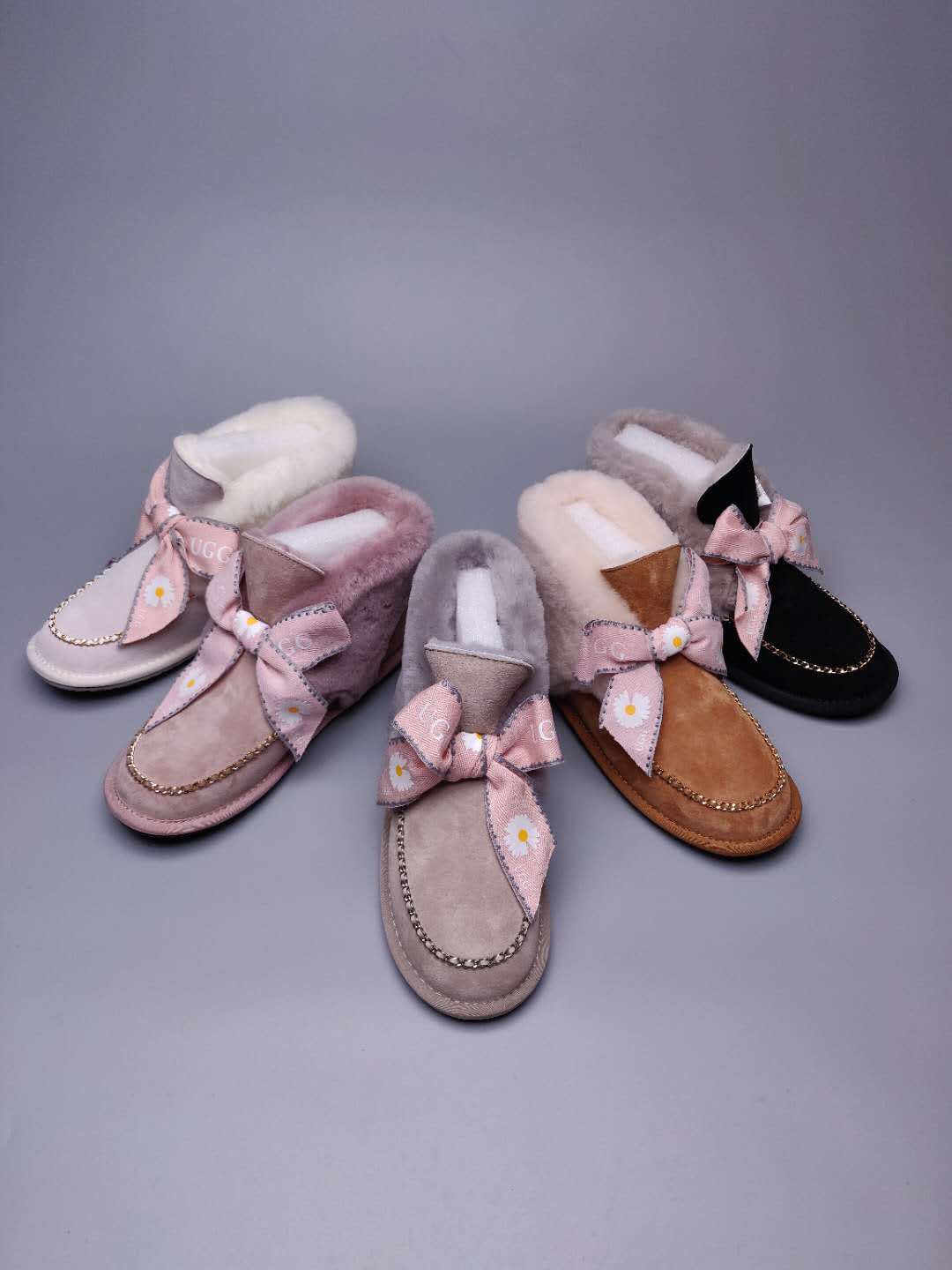 Daisy Chain and Ribbon Detail Shoes - Dusk Pink, Model 7888
