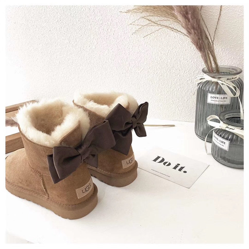 Bow-Detail Ankle Boots - Chestnut, Model 3130
