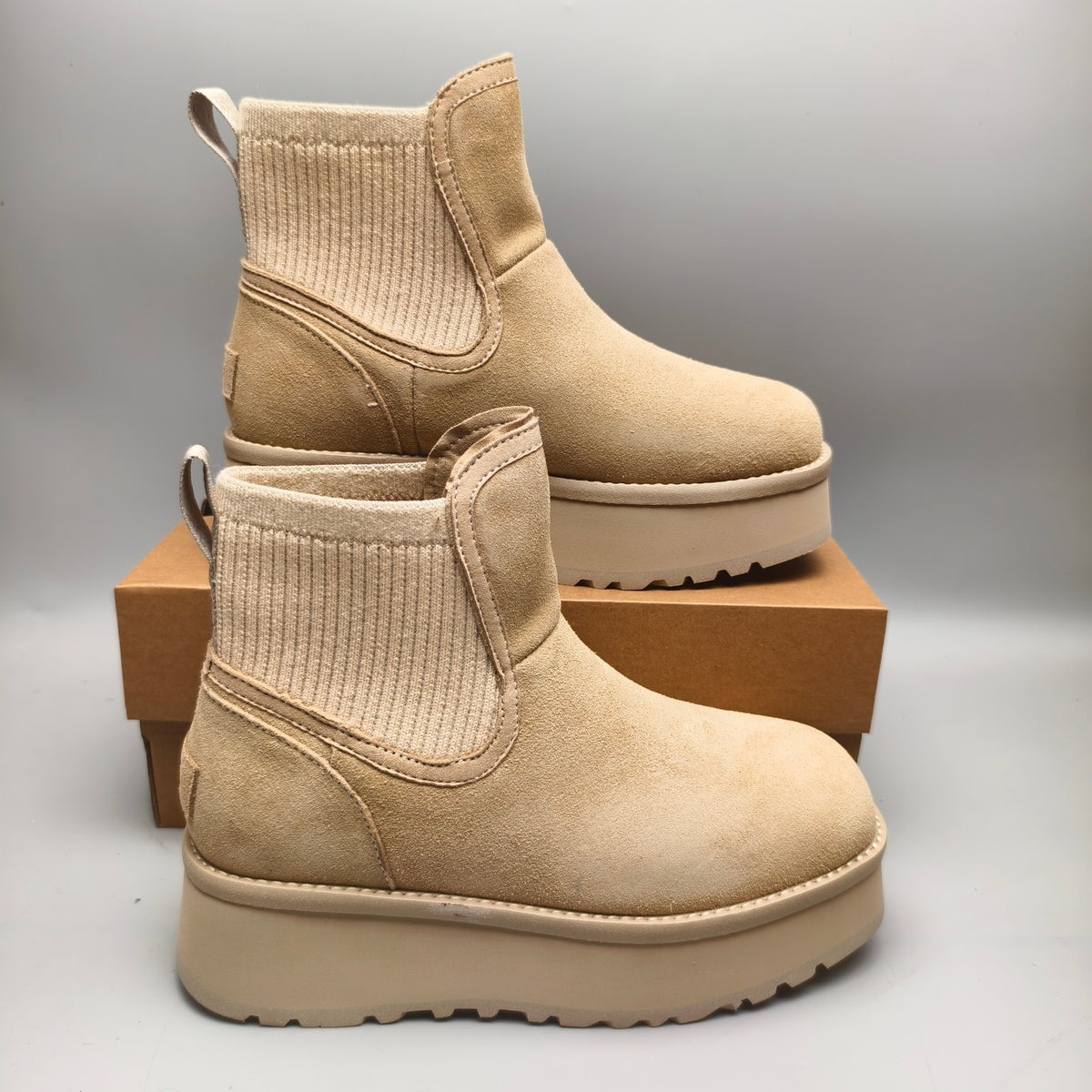 5 cm Platform Casual Shoes - Sand, Model 3258