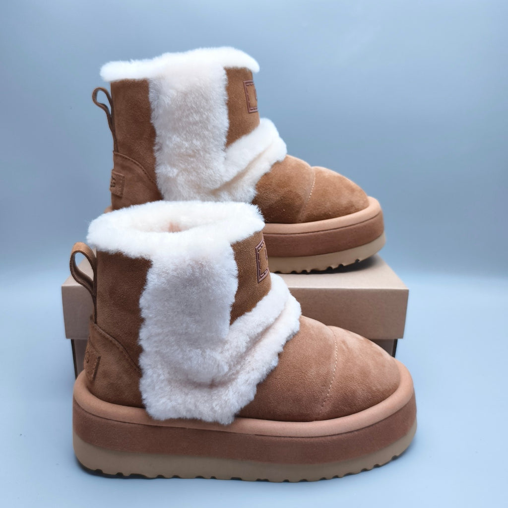 Chunky Platform Mid-Top Casual Shoes - Chestnut, Model 3316