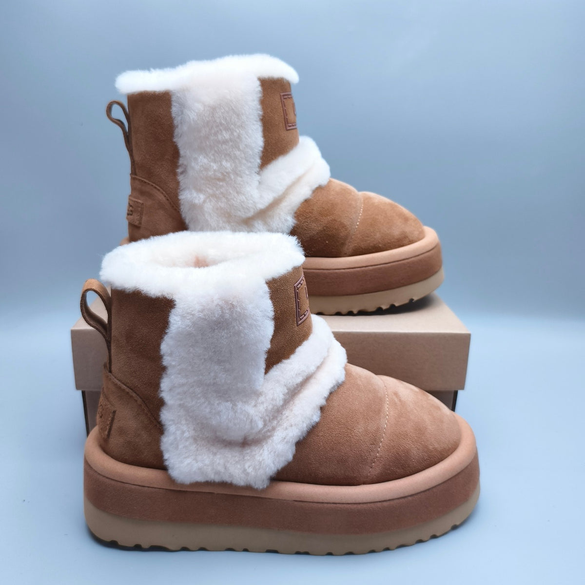 Chunky Platform Mid-Top Casual Shoes - Chestnut, Model 3316