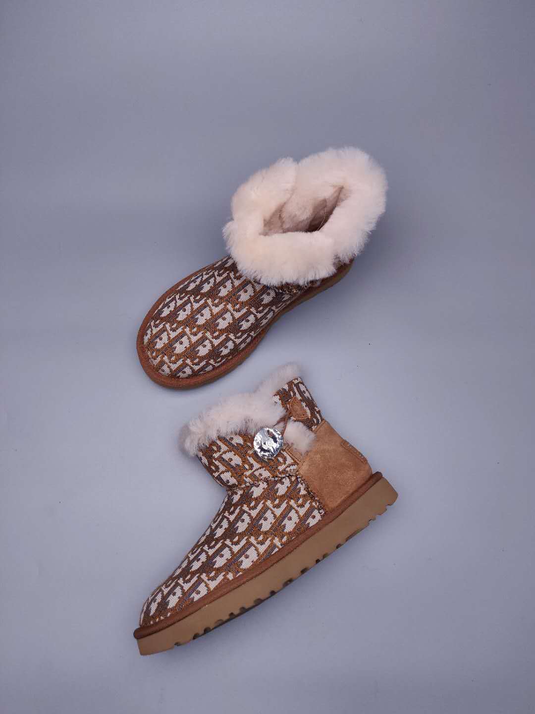 Fabric-Texture Shoes - Chestnut, Model 6554
