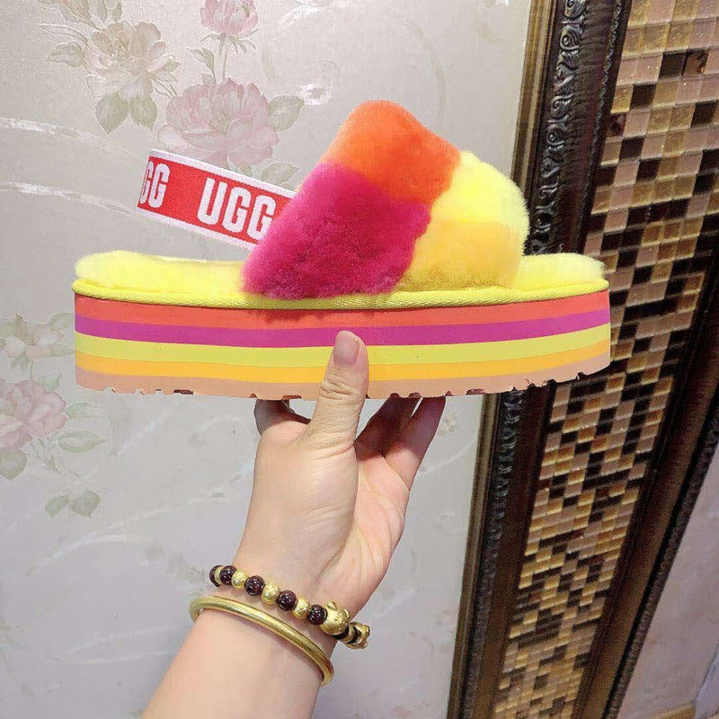 Platform Sandals - Yellow Colorblock, Model 3490