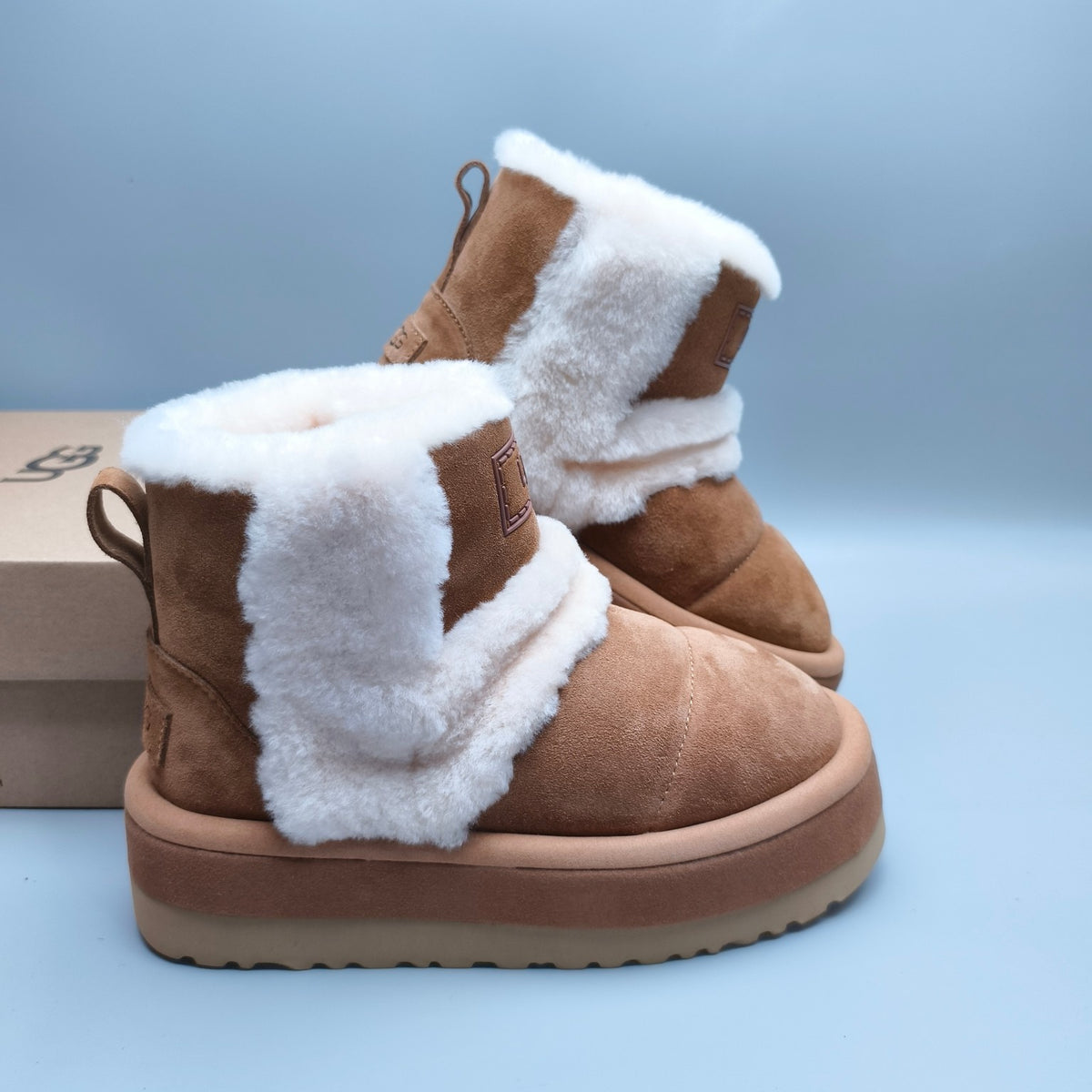 Chunky Platform Mid-Top Casual Shoes - Chestnut, Model 3316