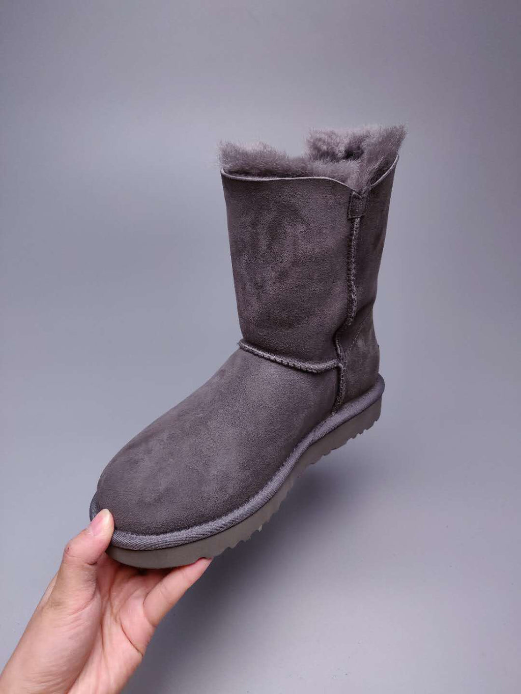 Side-Zip Mid-Calf Boots - Gray, Model 2480