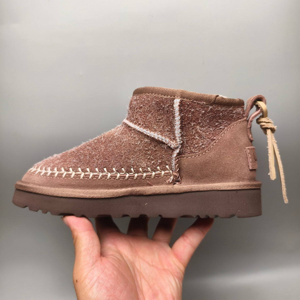 Back-Strap Shoes - Brown, Suede-Look Style 1538
