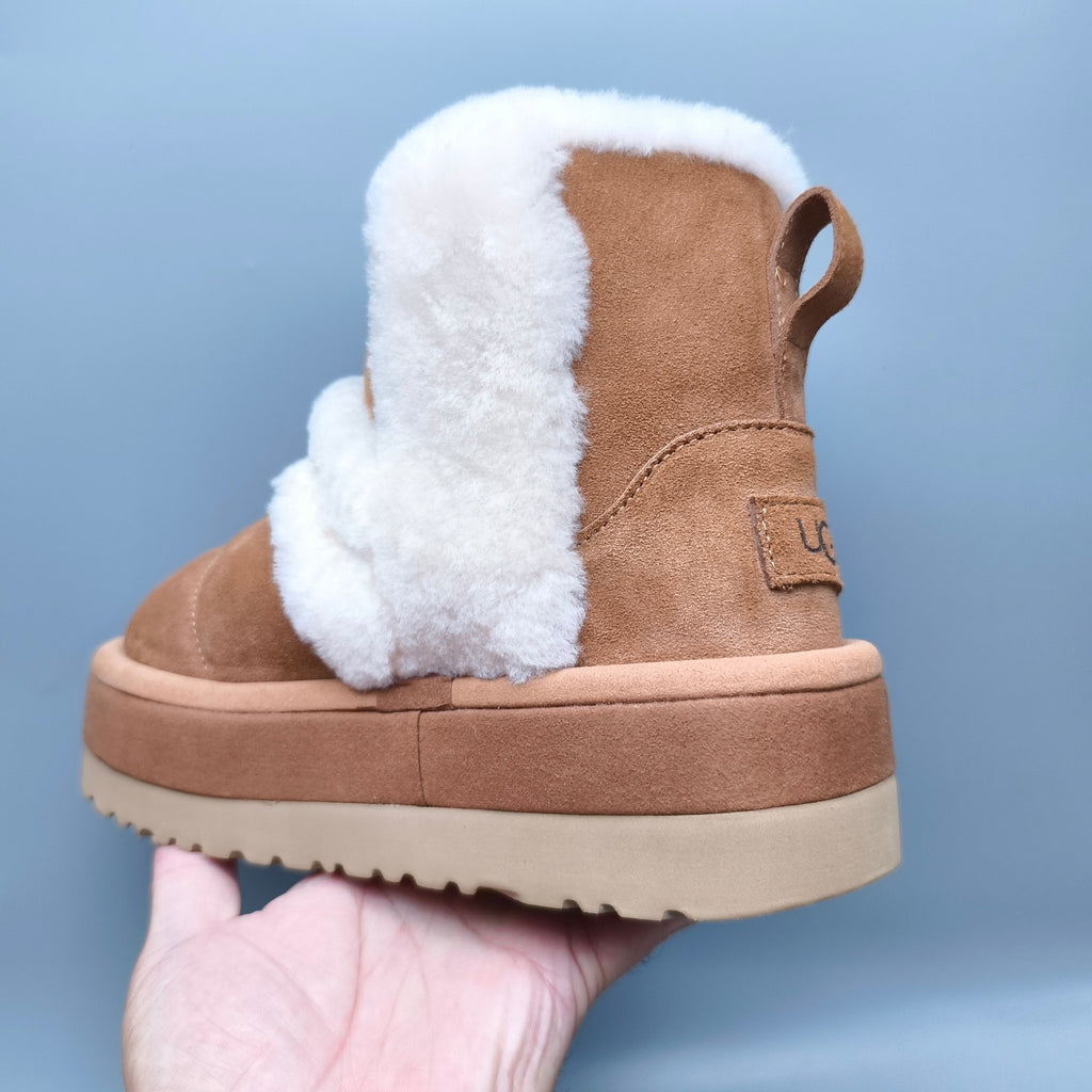 Chunky Platform Mid-Top Casual Shoes - Chestnut, Model 3316