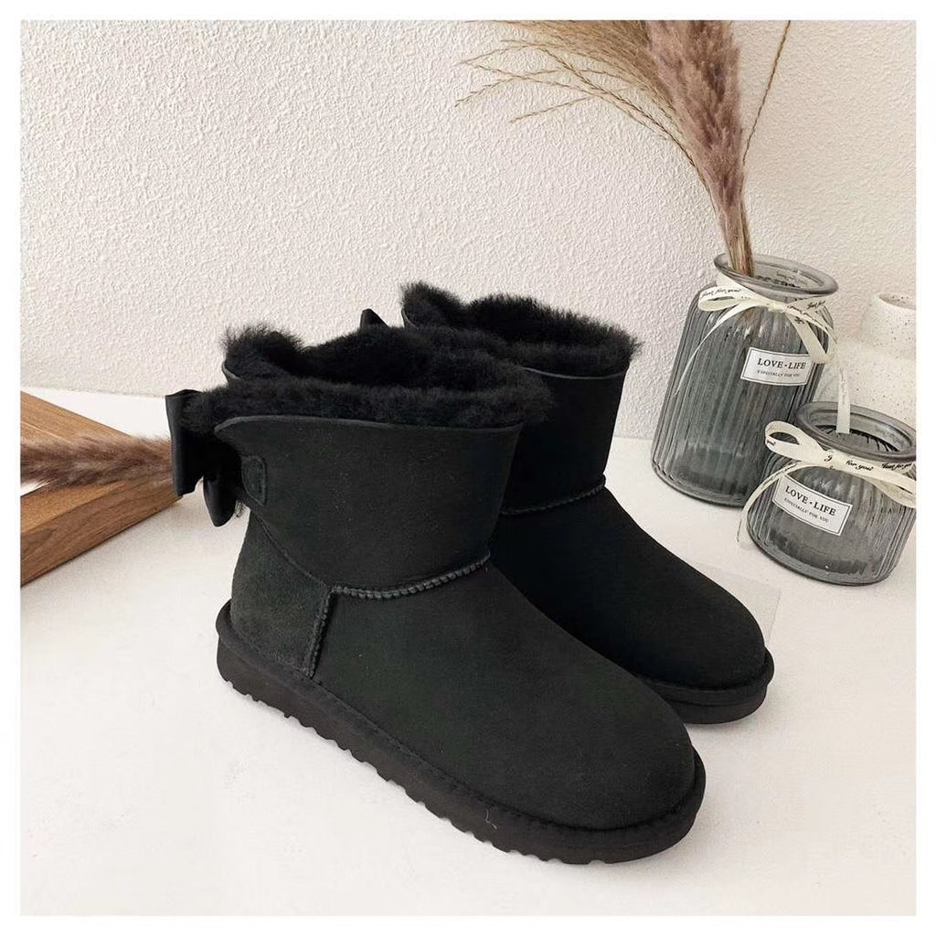 Bow-Detail Ankle Boots - Black, Model 3130