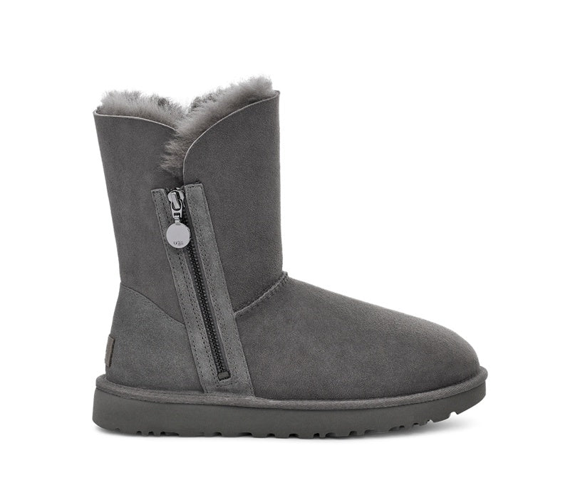Side-Zip Mid-Calf Boots - Gray, Model 2480