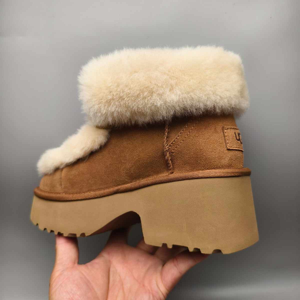 Lace-Up Wedge Ankle Boots - Chestnut, Esme 1532