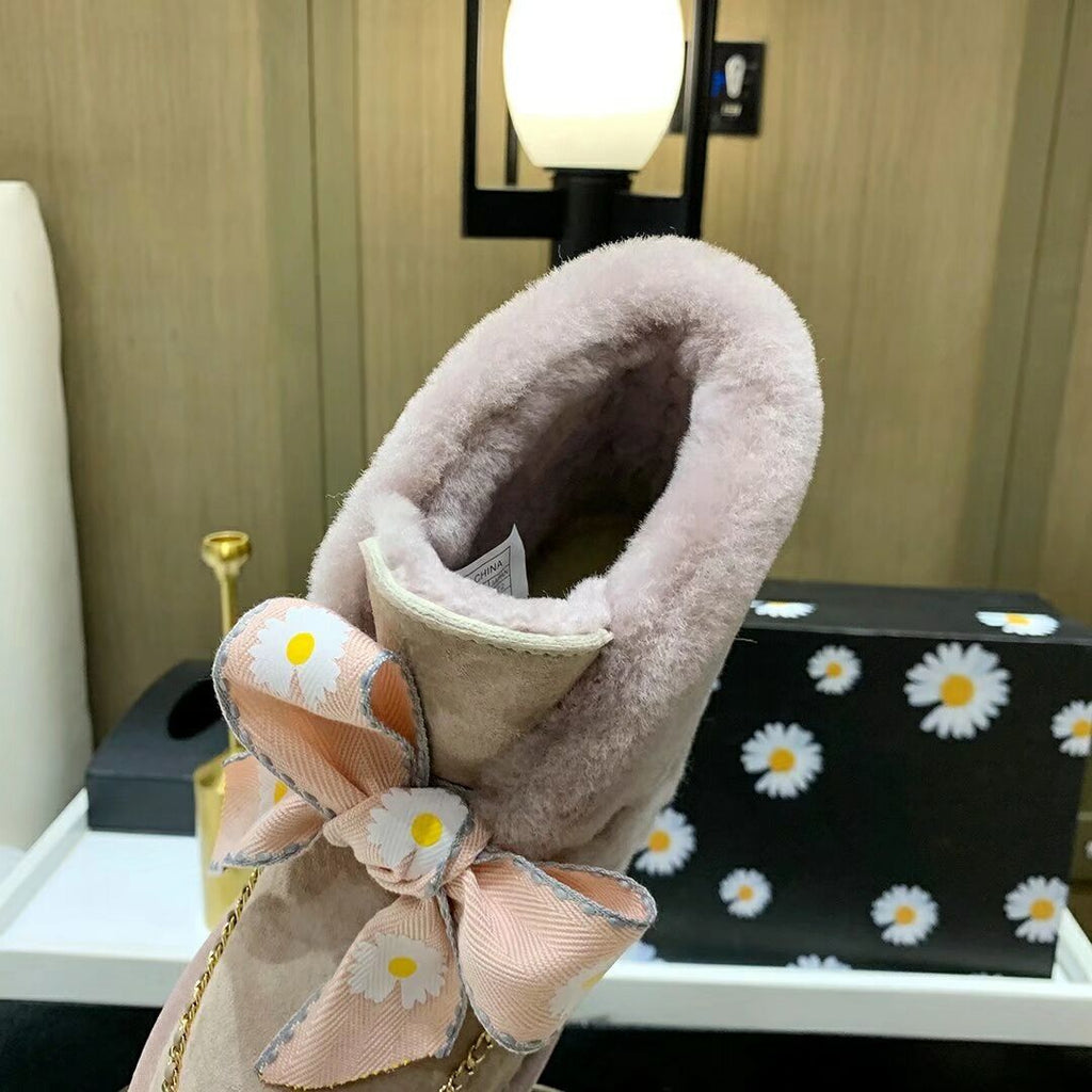 Daisy Chain and Ribbon Detail Shoes - Dusk Pink, Model 7888