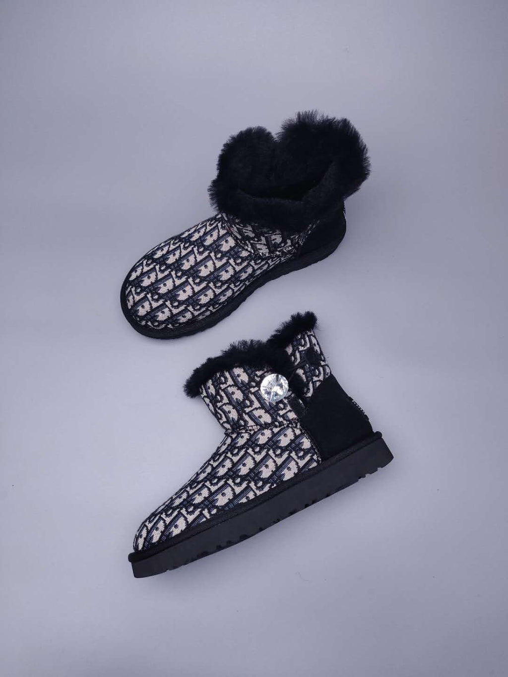 Fabric-Texture Shoes - Black, Model 6554