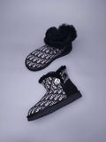 Fabric-Texture Shoes - Black, Model 6554