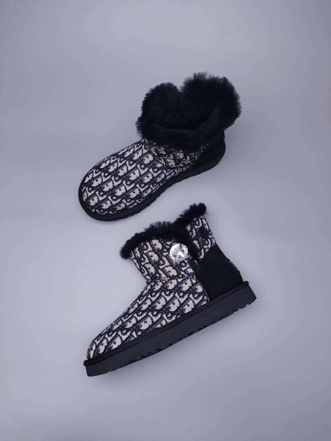 Fabric-Texture Shoes - Black, Model 6554