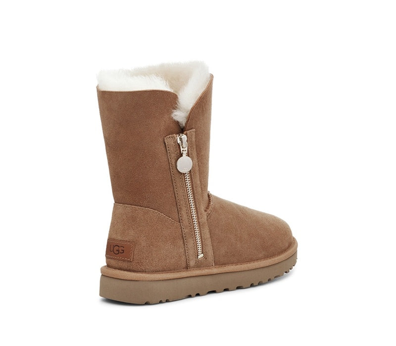 Side-Zip Mid-Calf Boots - Chestnut, Model 2480