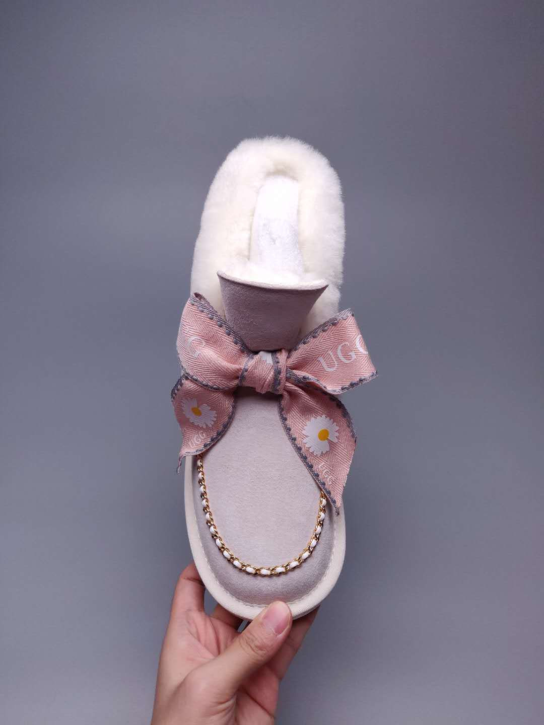 Daisy Chain and Ribbon Detail Shoes - Milkshake White, Model 7888