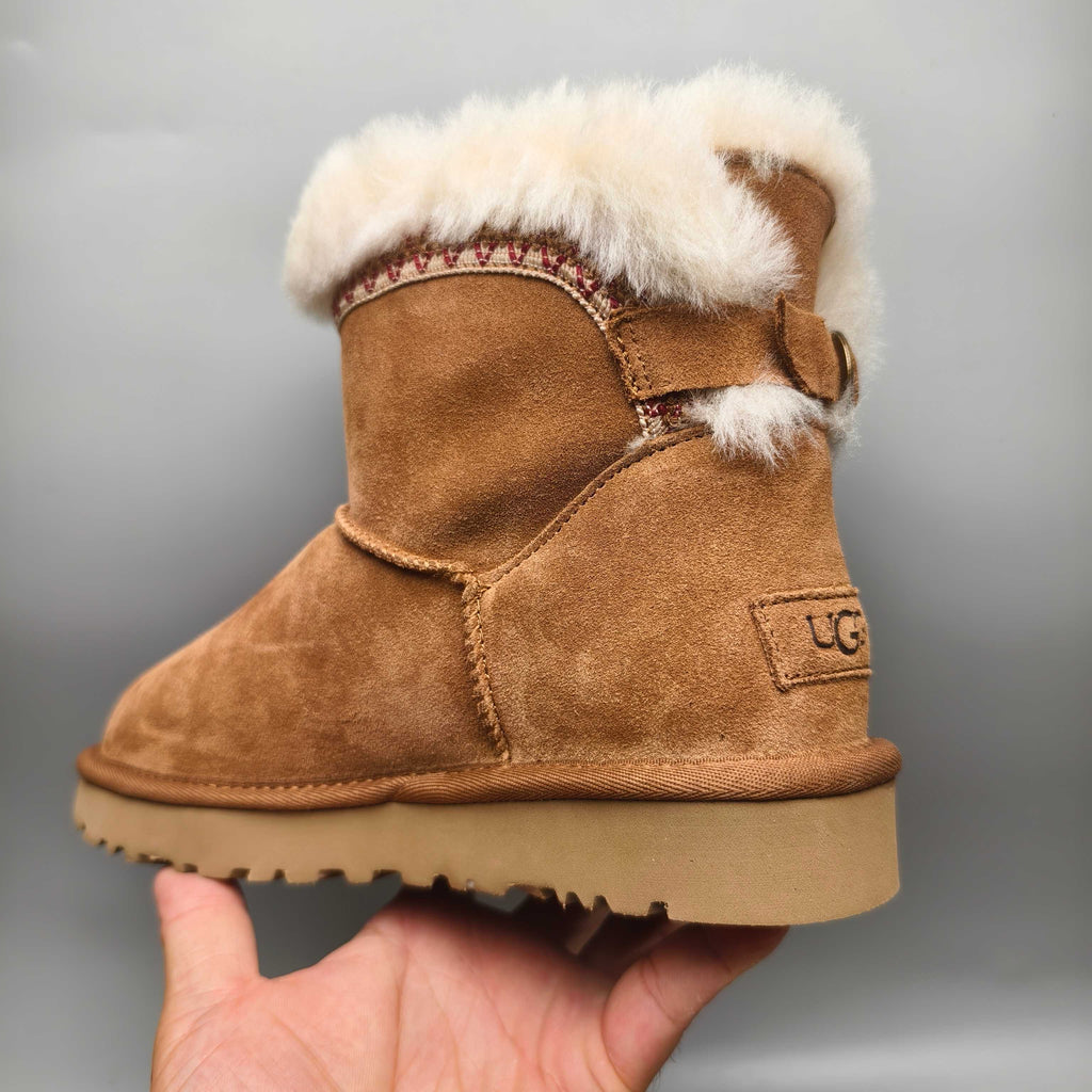 Folk-Inspired Back-Strap Shoes - Chestnut, Model 4517