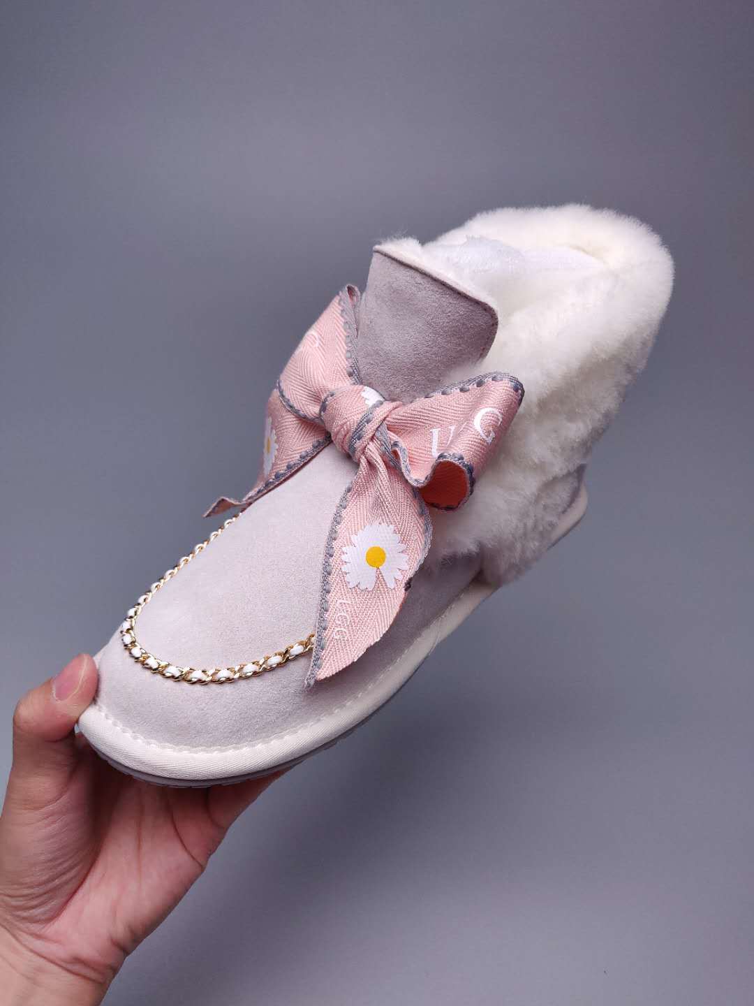 Daisy Chain and Ribbon Detail Shoes - Milkshake White, Model 7888