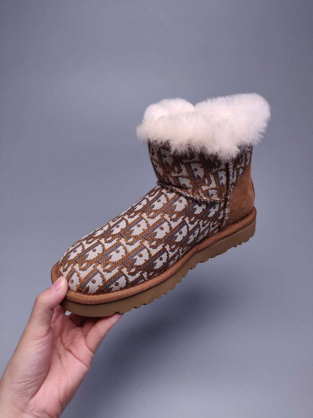 Fabric-Texture Shoes - Chestnut, Model 6554