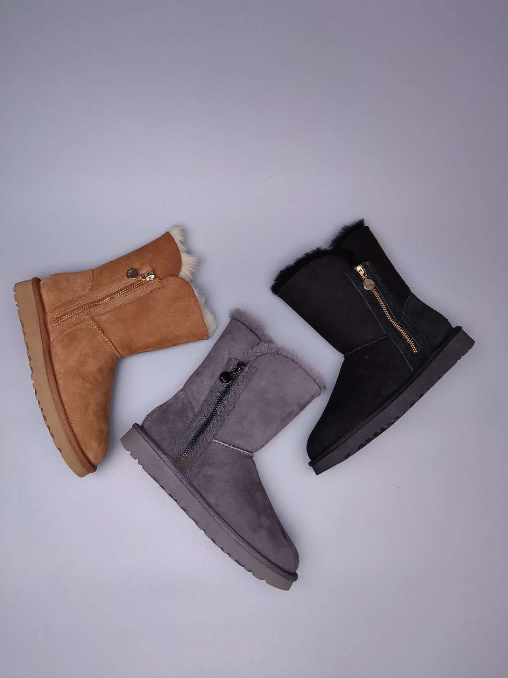 Side-Zip Mid-Calf Boots - Chestnut, Model 2480