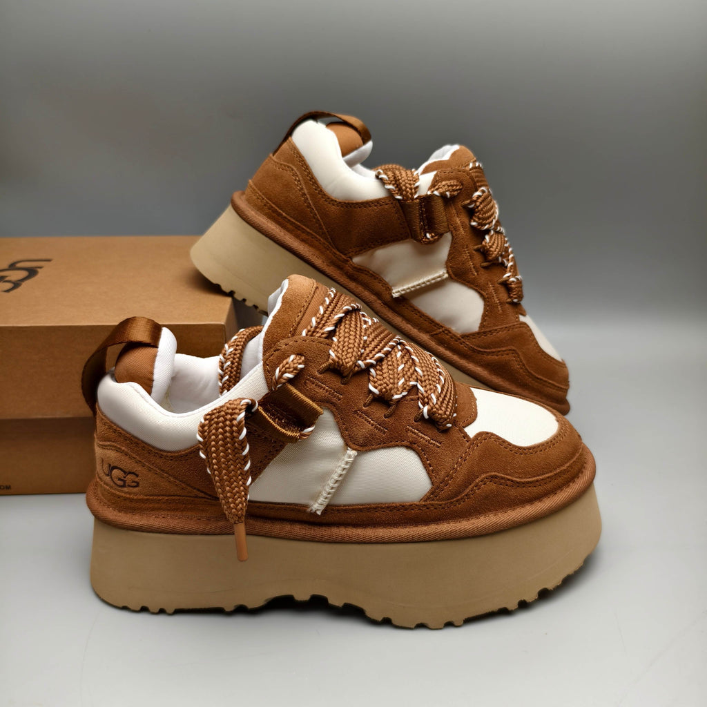 Chunky Platform Dad Sneakers - Chestnut, Lace-Up Style 1541