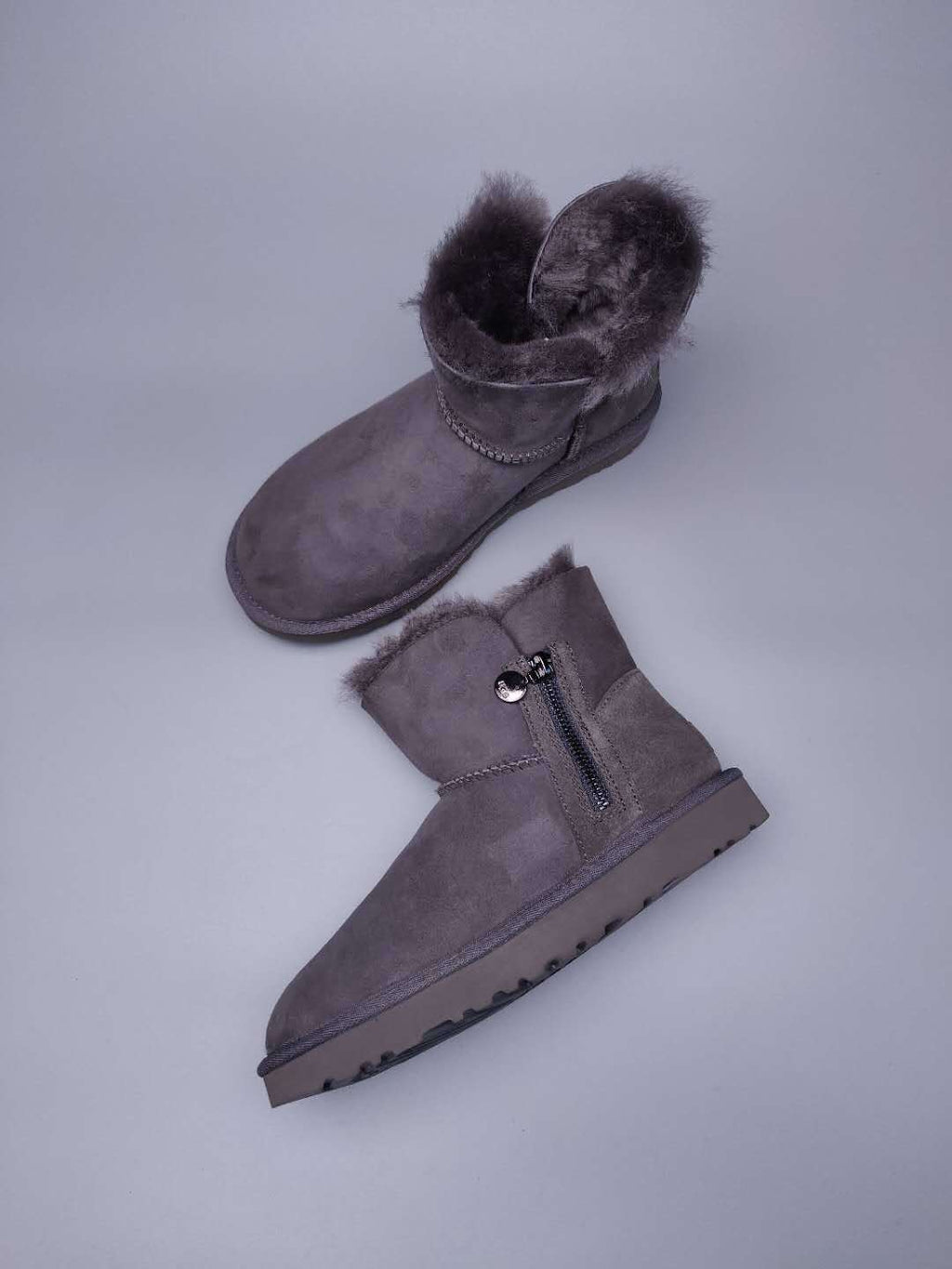 Side-Zip Ankle Boots - Gray, Model 2481