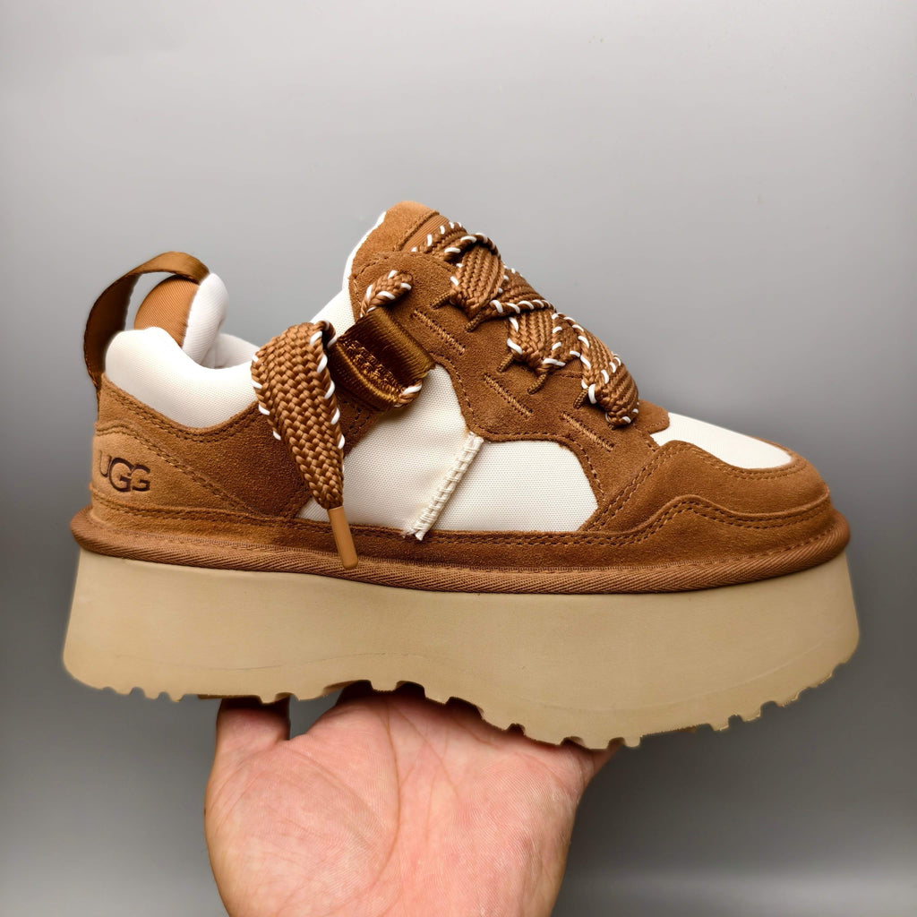 Chunky Platform Dad Sneakers - Chestnut, Lace-Up Style 1541