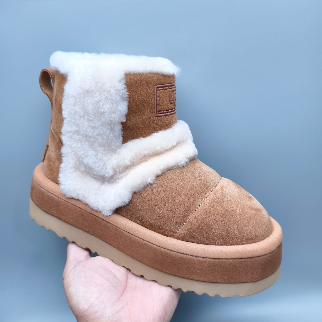 Chunky Platform Mid-Top Casual Shoes - Chestnut, Model 3316