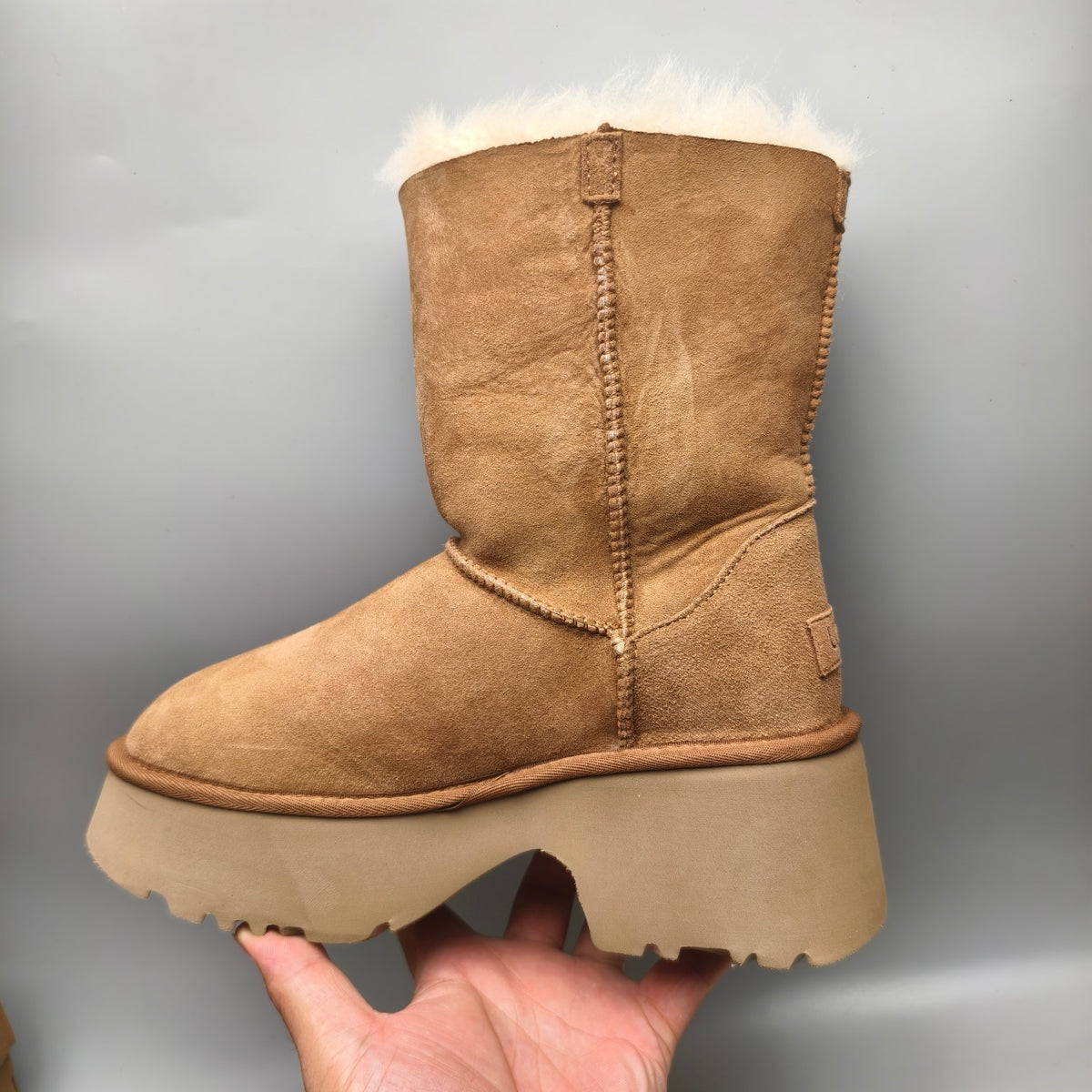Women's Platform Wedge Mid-Calf Boots - Chestnut, Model 1533