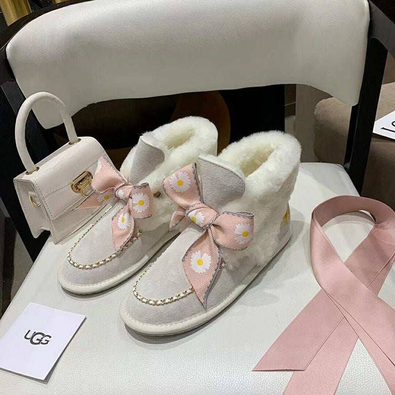 Daisy Chain and Ribbon Detail Shoes - Milkshake White, Model 7888
