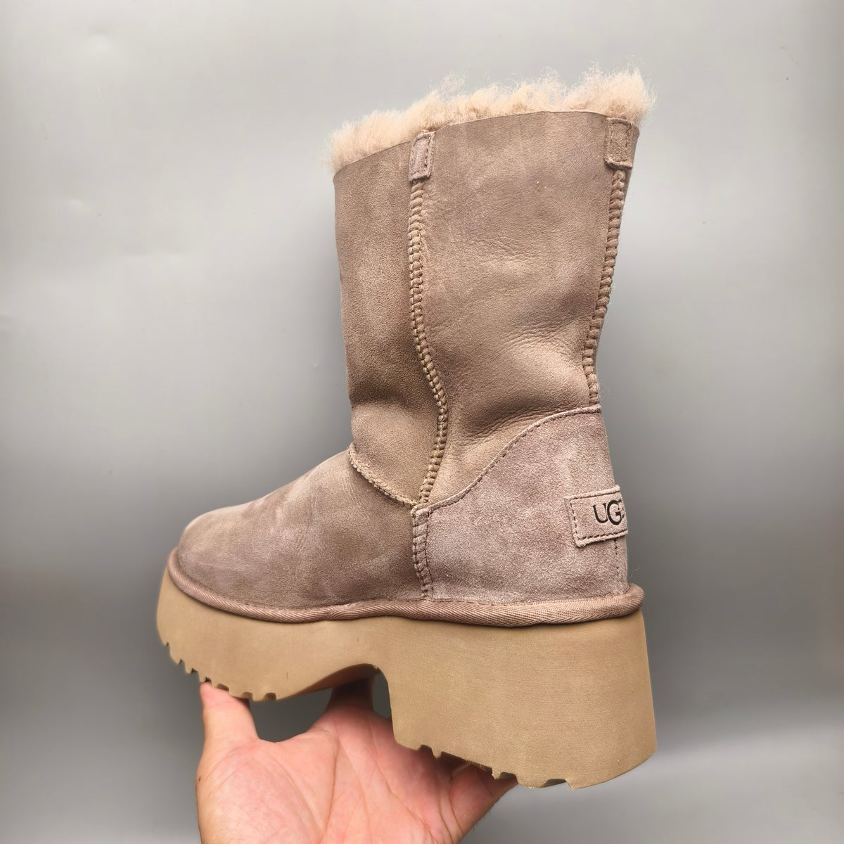 Women's Platform Wedge Mid-Calf Boots - Walnut, Model 1533