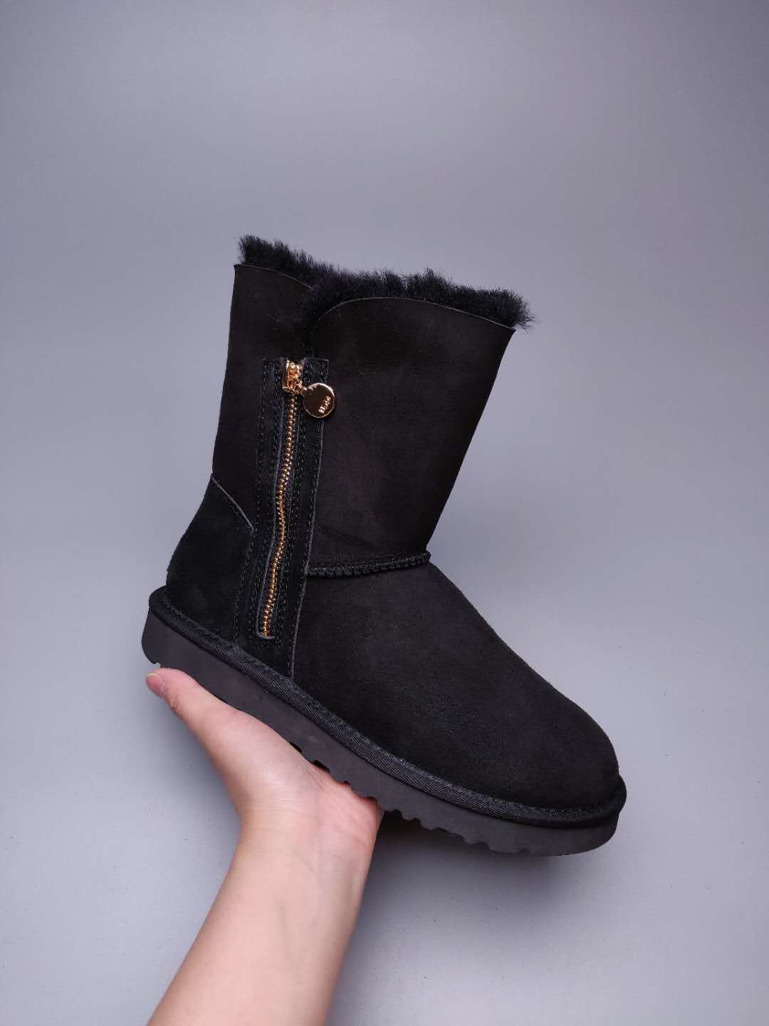 Side-Zip Mid-Calf Boots - Black, Model 2480