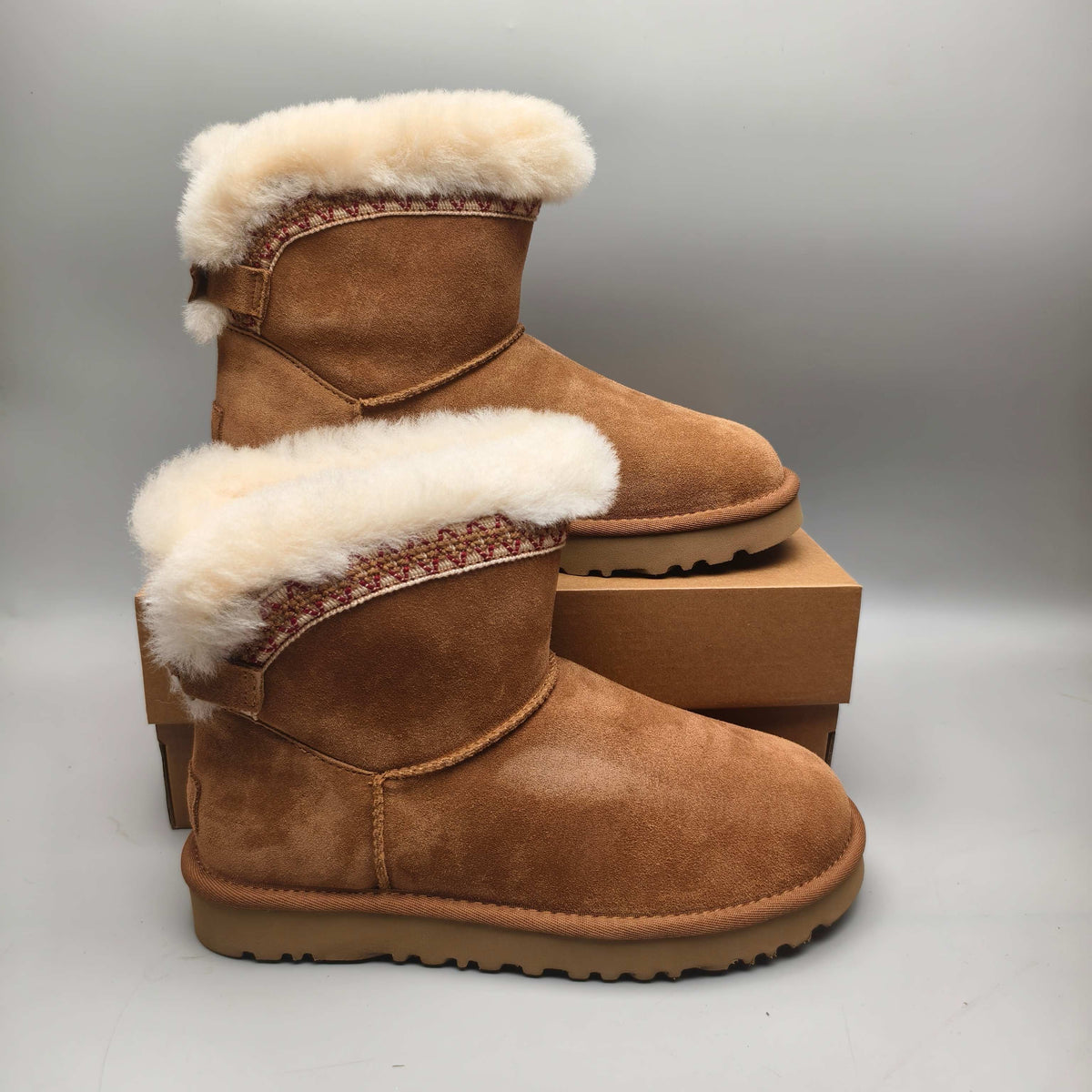 Folk-Inspired Back-Strap Shoes - Chestnut, Model 4517