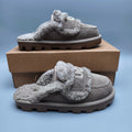 Curly Plush Logo Slippers - Antelope Brown, Model 1206